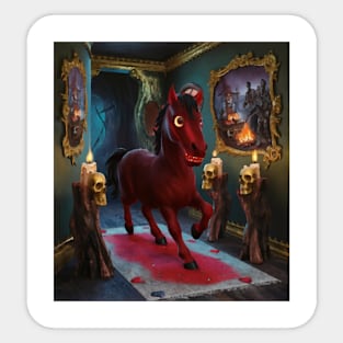 AI generated Eerily horse in the hallway Sticker